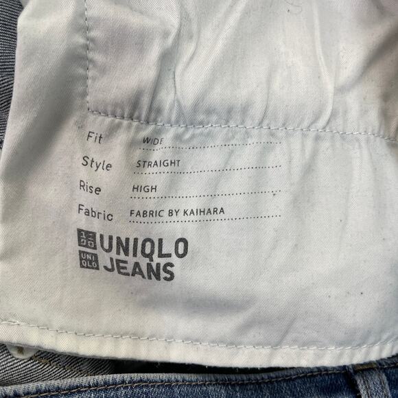 Uniqlo Womens Jeans Size 34 Wide Leg High Rise Star Print Kaihara Denim Skater - Picture 10 of 11